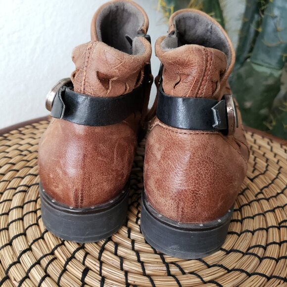 Anthropologie Miz Mooz Erie Short Buckle Boots Brandy size 38 US 8 Slouchy Boho - Picture 12 of 14